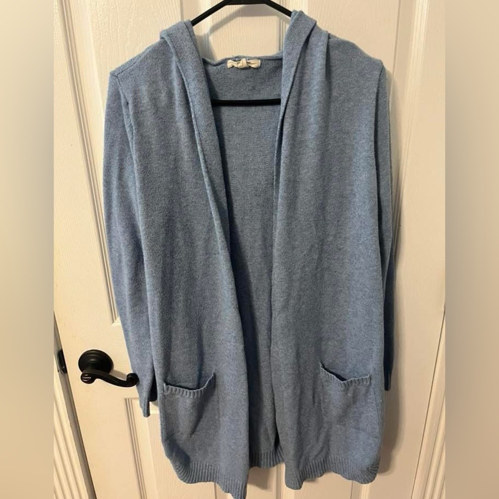 Cozy Blue Hooded Cardigan